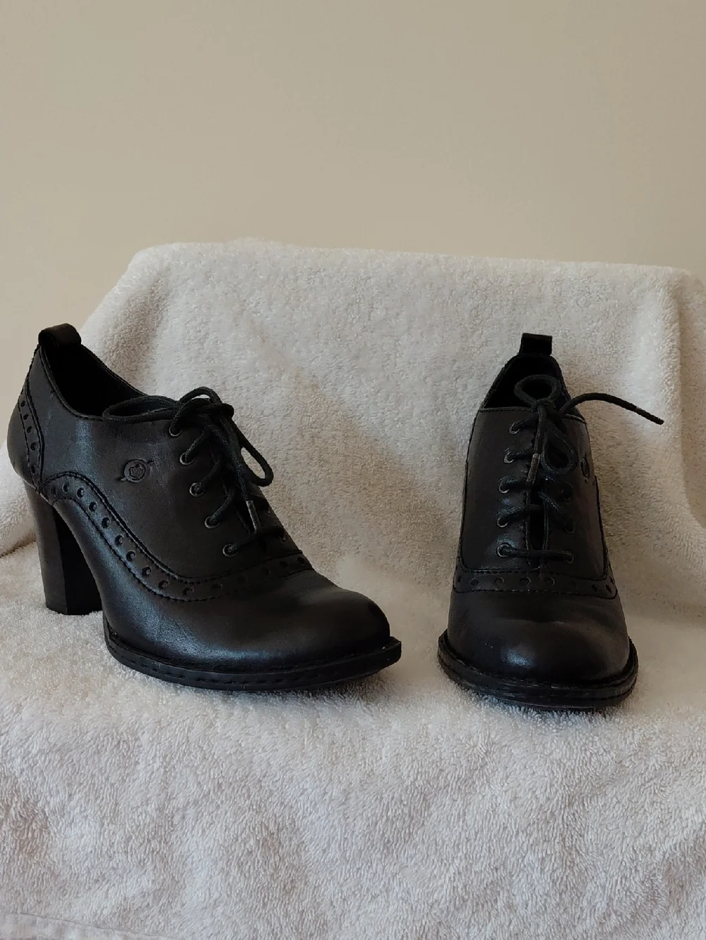 Born Black Lace-Up Brogue Heel Pumps - Picture 1 of 4
